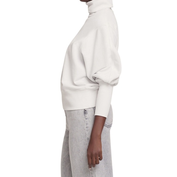 AGOLDE NWT Extended Rib High Neck Cream White Turtleneck Balloon Sleeve Sweater - Picture 7 of 15